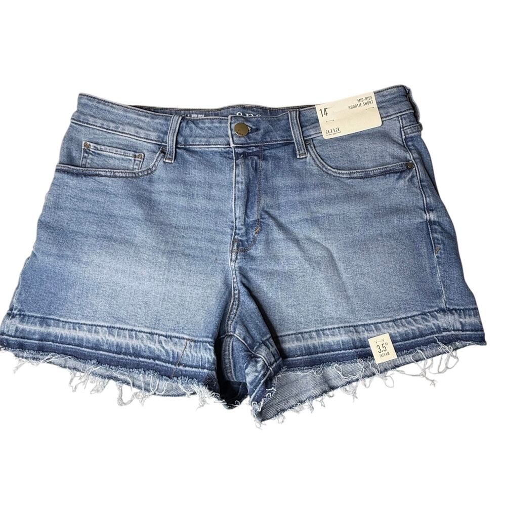 ANA Mid Rise Denim Short Jean Cut Offs Women's 14 Blue Shortie 3.5 Inseam New